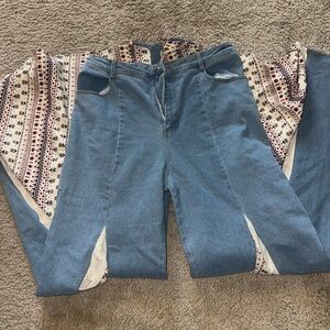 Blue western flare stretch jeans